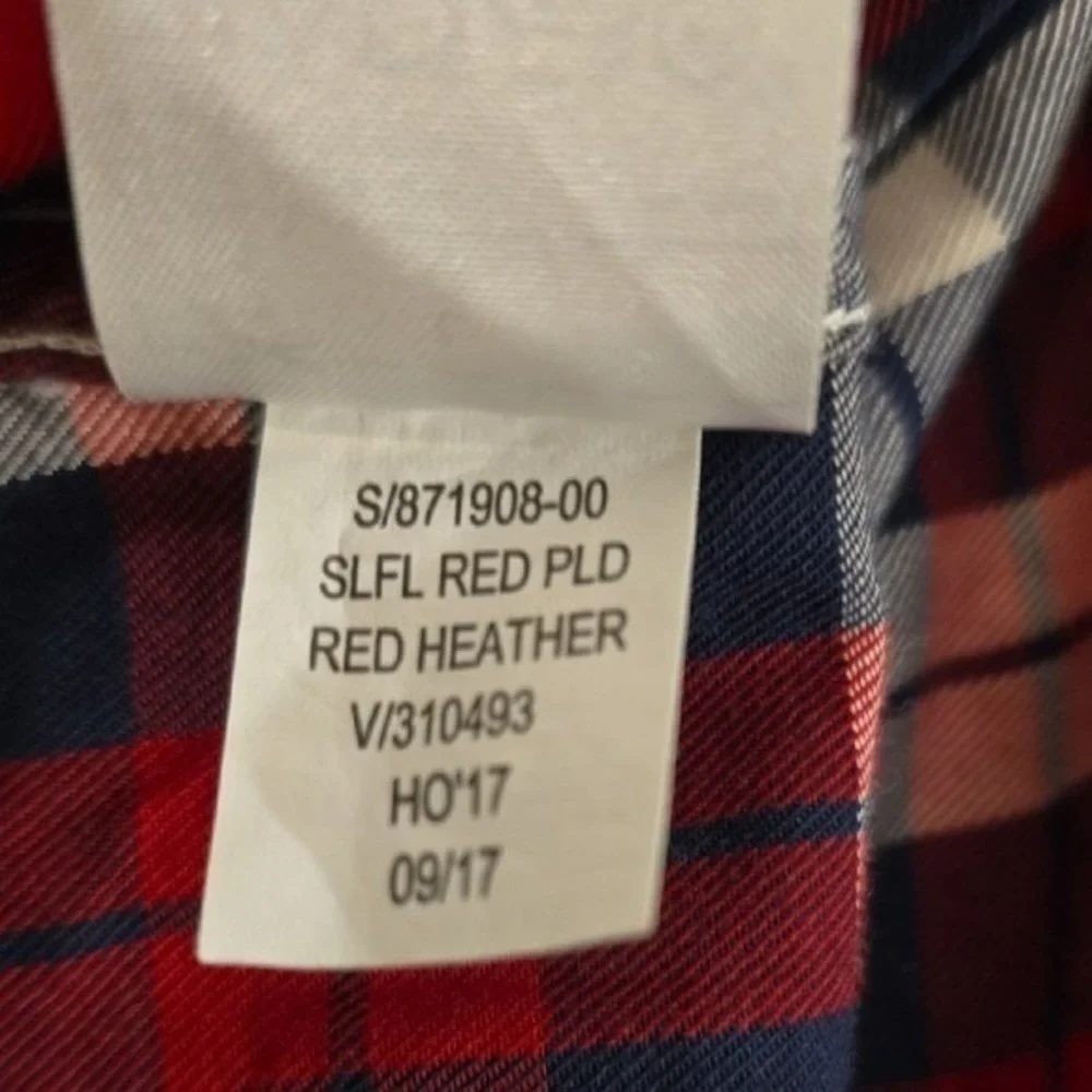 Banana Republic Slim Fit Flannel Shirt Mens Large Red Navy Blue Plaid Cotton L